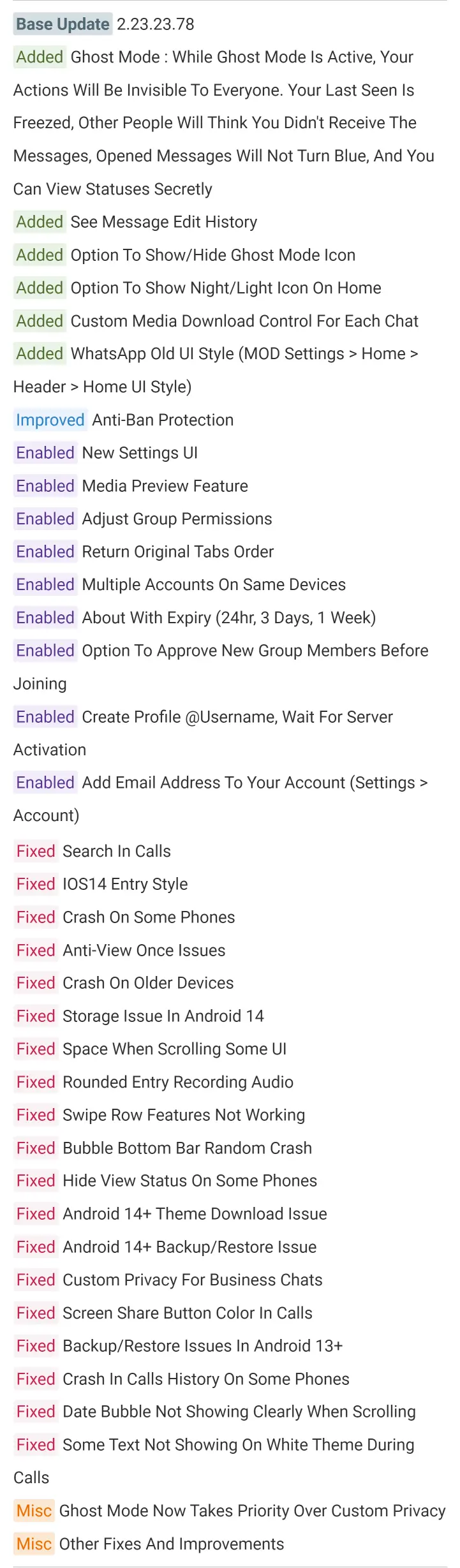 WhatsApp Plus APK v17.60 Changelog
